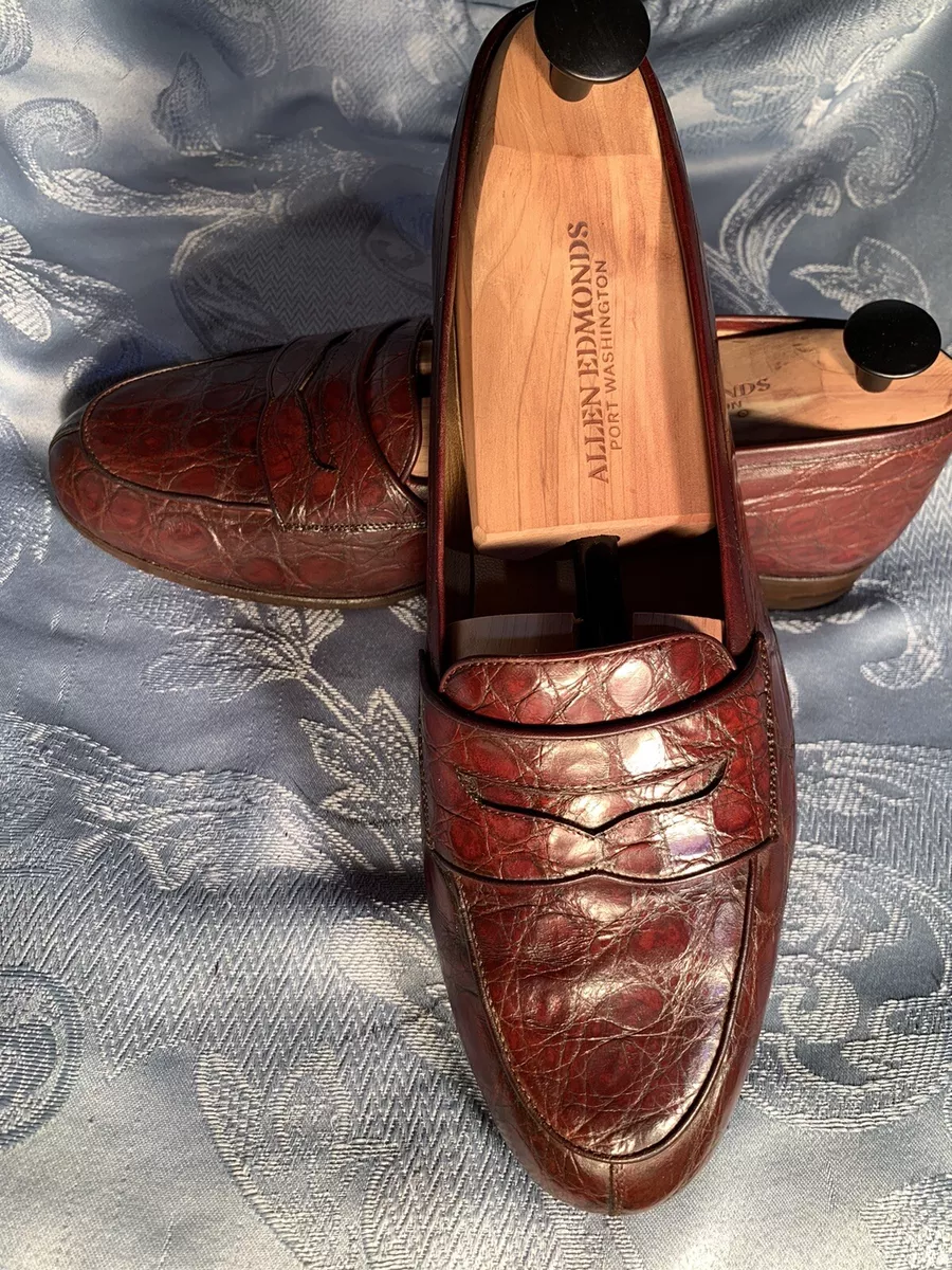Testoni Brown Genuine Crocodile Penny Loafers Sz US 8D MADE IN ITALY