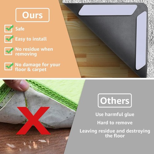 12 PCS Rug Tape, Reusable Washable Grippers for Rugs, Double Sided Non-Slip Rug - Picture 4 of 11