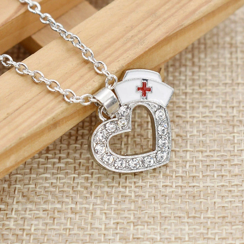CHROME HEARTS Ciondolo NURSE RN HOSPITAL MEDICO 24" Argento Sterling 925 Collana Donna