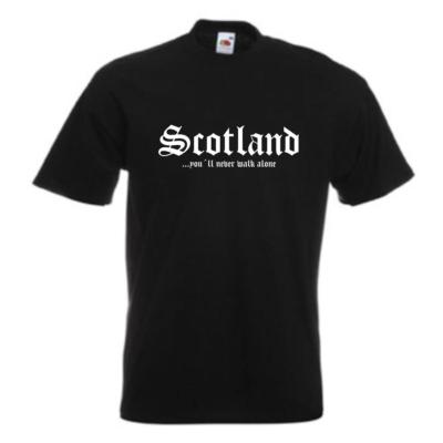 T-Shirt SCHOTTLAND (Scotland), never walk alone, bedrucktes Fanshirt (WMS01-54a)