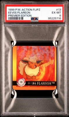 READ PSA 6 1999 POKEMON ACTION FLIPZ PREMIER EDITION 13 FLAREON