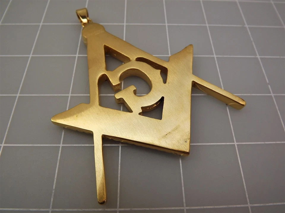 Colgante MASÓN MASÓNICO Tono Dorado Acero Inoxidable con Esmalte PESADO Foto 2 de 3