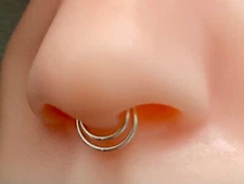 2pcs Fake Septum Clip On Nose Ring Non-Piercing Faux Nose Septum Ring