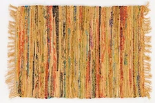 Sturbridge Primitive Decor Rag Rug in Mustard, 2 x 3 Ft, Hand Woven Cotton
