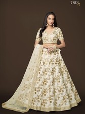 Bollywood Look Slub Silk White Lehenga Choli With Dupatta For Women And Girls