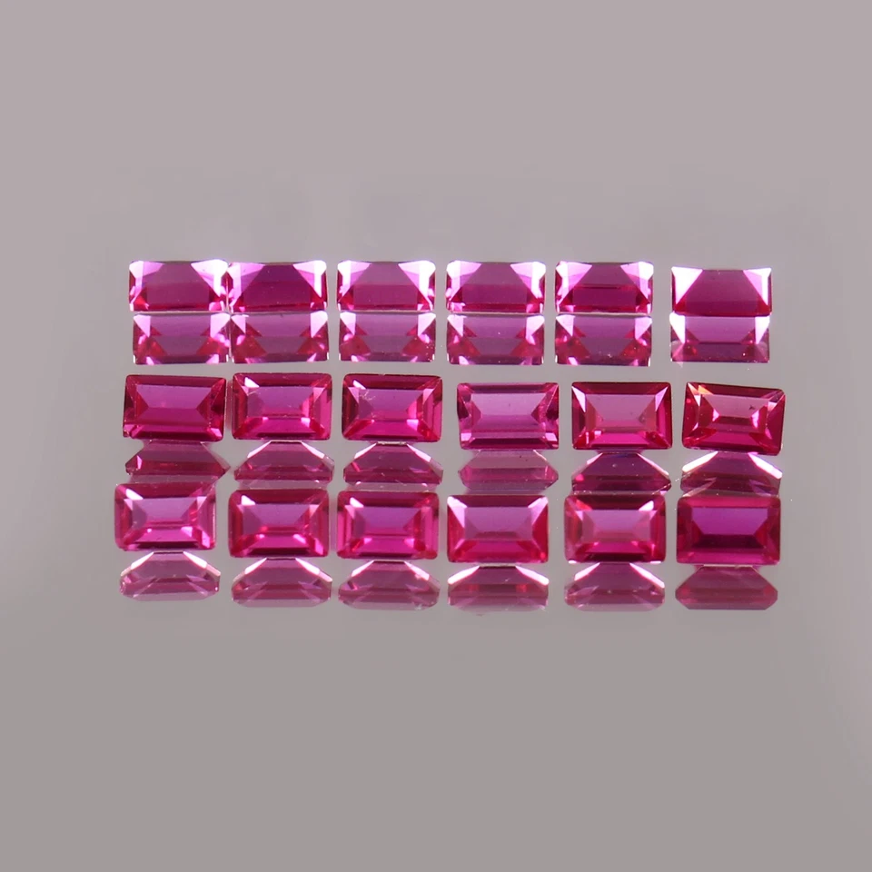 AAA Natural Impecable Birmania Rubí Suelto Baguette Piedras Preciosas Corte 3x2 MM Lote - 20 Piezas Foto 2 de 4