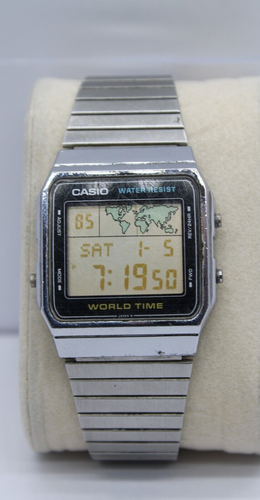 RARE CASIO WORLD TIME 643 A300U CHRONO ALARM DIGITAL VTG QUARTZ 87s JAPAN WATCH - Picture 11 of 13