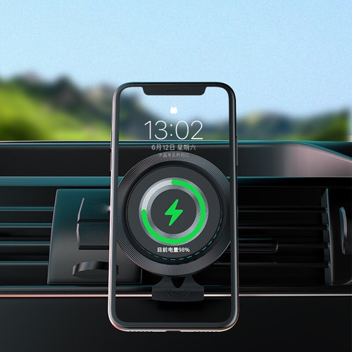 LED Lights Magnetic Wireless Charger Car Holder Phone Stand Fast Charging - Photo 5 sur 6