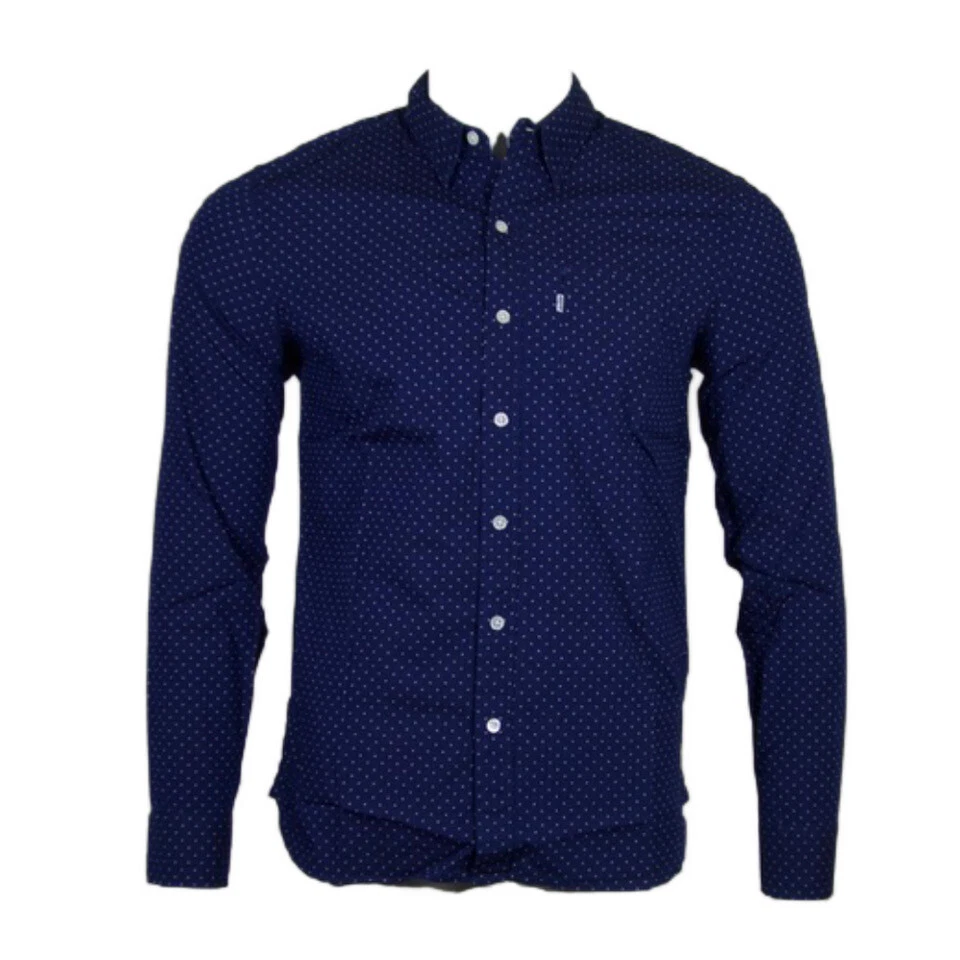 Camisa Levis Para Hombres Puesta de Sol Bolsillo Manga Larga Ligera Algodón Lunares 65824