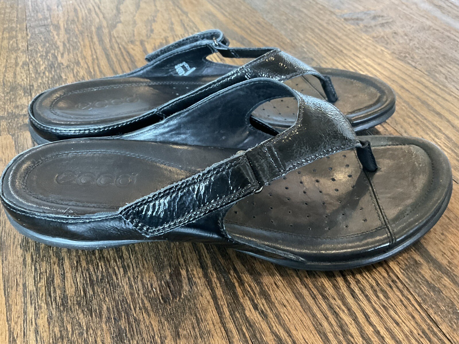 ecco black leather sandals