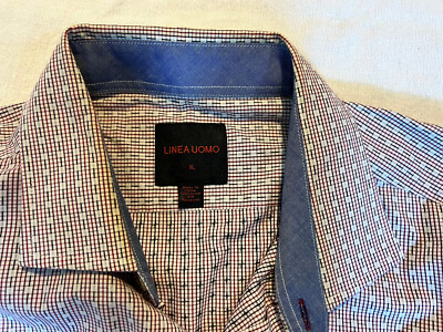 linea uomo dress shirts Linea Uomo Mens Dress Shirt Size XL Check Long Sleeve Button Up
