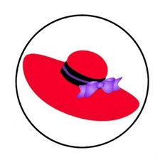 48 RED HAT PURPLE DRESS ENVELOPE SEALS LABELS STICKERS 1.2" ROUND