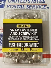 General Tools 12657 Snap Fastener & Screw Kit, 12 Sets, 6 Screw Bases