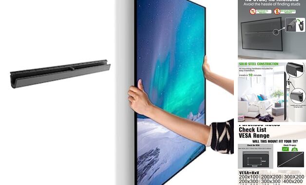 No Stud TV Mount, Wall TV Bracket Hanger for 12-55 inch Flat Screen TVs, 42cm