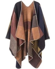 Women's Shawl Wraps Open Front Travel Poncho Cape Warm Series 01-khaki