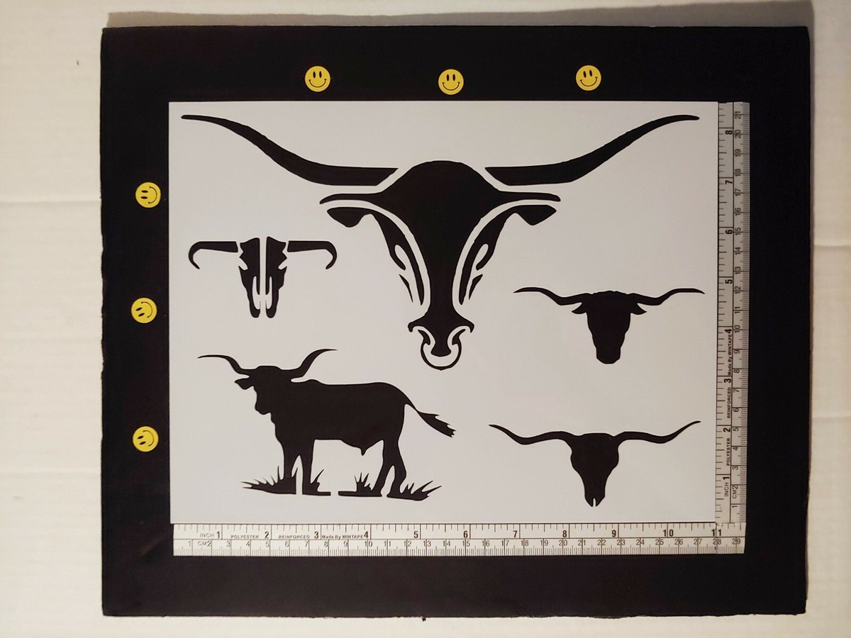 longhorn-steer-bull-long-horn-skull-11-x-8-5-custom-stencil-fast-free-shipping-ebay