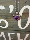 Estate Sterling Silver 925 & 14k Gold Amethyst Diamond Heart Pendant necklace — photo 3