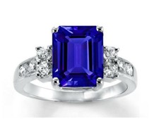 Sterling Silver Radiant Simulated Blue Sapphire CZ Solitaire Ring