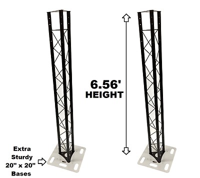 Two (2) Totem 2m 6.56ft Black Triangle Metal Truss Tower + Base Vertical System 