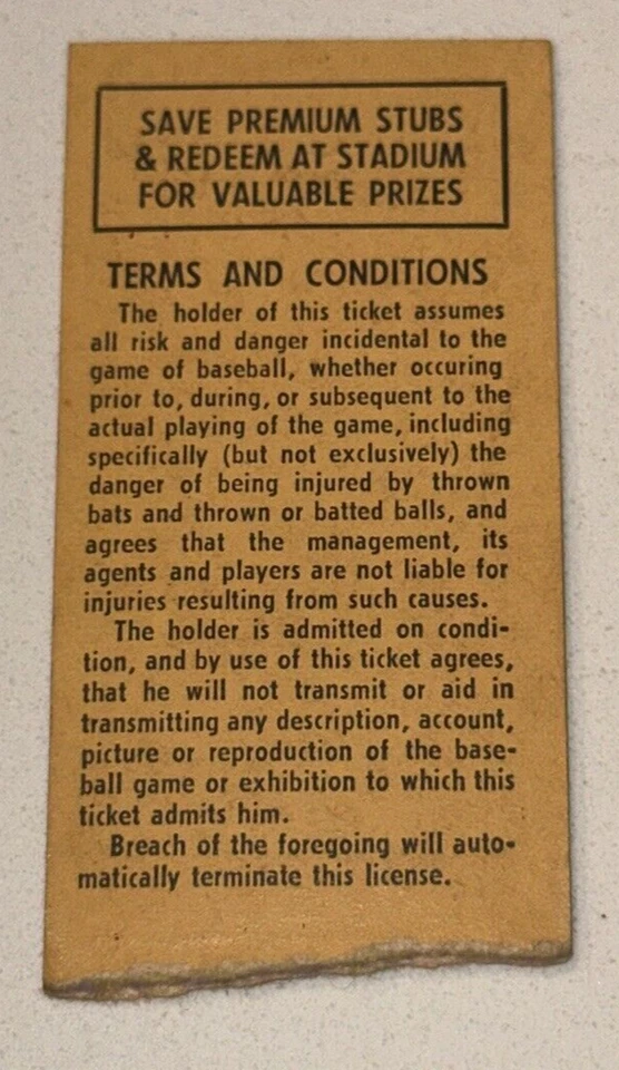 Cleveland Indians Tigers MLB Ticket Stub 2-Hit Shutout Orlando Pena 7/28/1963 - Image 2 of 2