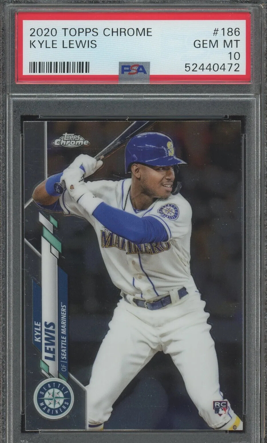 2020 Topps Chrome #186 Kyle Lewis Mariners RC Rookie PSA 10 GEM MINT