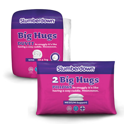 Slumberdown Cosy Hugs 10.5 Tog King Size All Year Round Duvet With 2  Pillows 5060543860511 | eBay