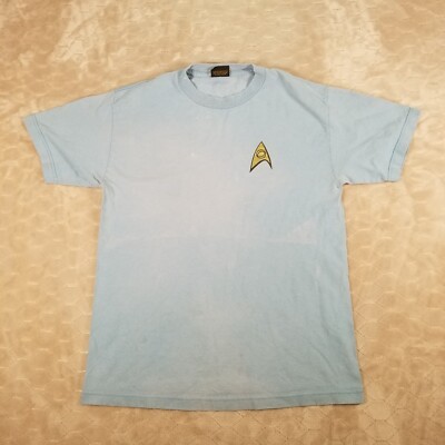 VTG Y2K Star Trek Starfleet Symbol Command Uniform Shirt Sz Md FADED THRASHED