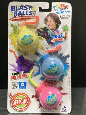 Official Lanard Chalkie Blast Balls~3 Balls 200+Throws Outdoor Play/Art Activity