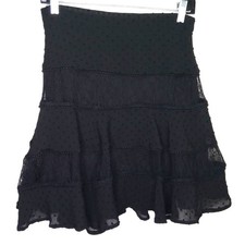 Fanco Skirt Black Lace Dotted Mesh Tulle Flouncy Dark Fairy Whimsigoth Sz M