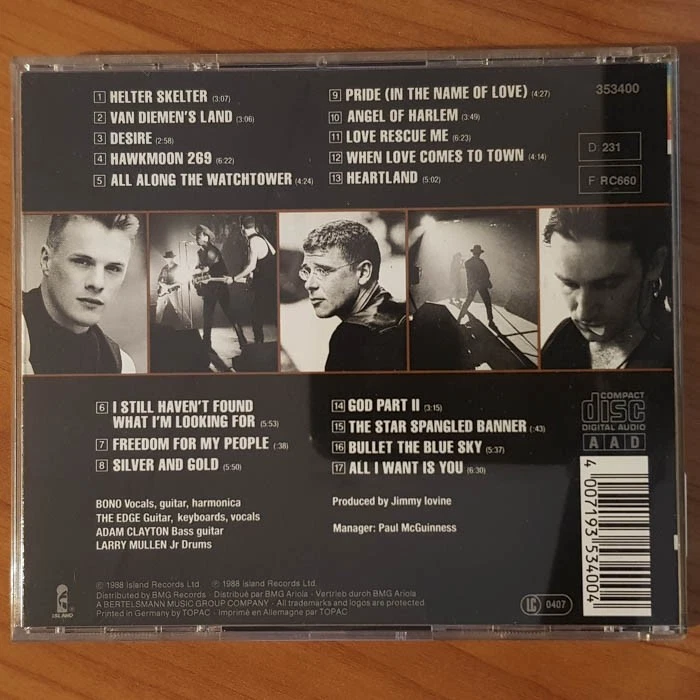 U2 rattle and hum FULL SILVER PDO WGER EX/EX (CD Album, Pop, Island) - Bild 4 von 4