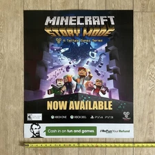 MINECRAFT STORY MODE Video Game Store Display Sign 2015 Promo 24x28 XBOX PS4