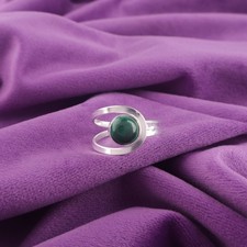 Round Malachite Stone 925 Silver New Band Bezel Artisan Ring Jewelry US All Size