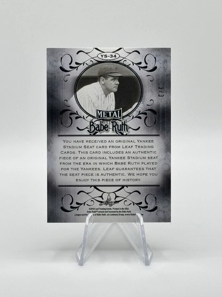 Parche de asiento Leaf Metal Babe Ruth Green Yankee Stadium 2019 #3/3 coincidencia de números Foto 2 de 2