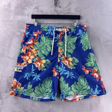 Polo Ralph Lauren Swim Trunks Mens Size Large Blue Tropical Hawaiian Floral