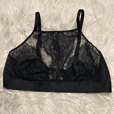 Soma Medium Bralette Black Breathtaking High Neck Back Closure Floral