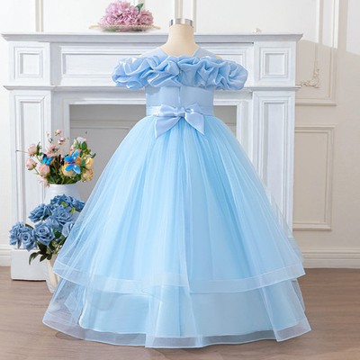Girls Princess Dress Elegant Party Tulle Evening Prom Gown Puffy Off Shoulder