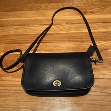 Vintage Stamped Coach City Bag Black Leather Crossbody USA Made