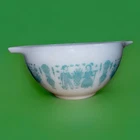 Pyrex 1-1/2 Pt Amish Butterprint Cinderella Bowl 441 Turquoise Blue On White