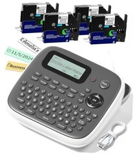 D210s Label Maker Machine with 4 Tapes, Label Grey label maker with 4 tapes