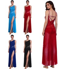 Women Dress Sparkly Dancewear Backless Leotard Latin Modern Stage Contemporary