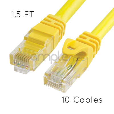 10 pack CAT6 1.5FT Cable Ethernet Lan Network CAT 6 RJ45 Patch Internet Yellow