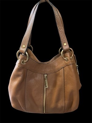 Michael Kors Moxley Cognac Light Brown Expandable Leather Shoulder Bag