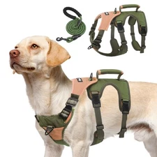 Escape Proof Dog Harness and Leash Set Upgraded No Pull Reflective Dog Vest w...