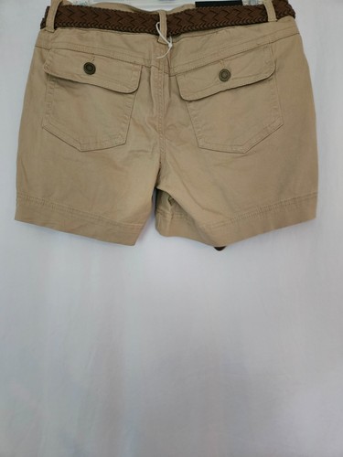 One 5 One Damen khaki Baumwolle/Elasthan Shorts braun gewebter Gürtel Größe 4 - Bild 4 von 12