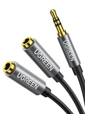 UGREEN Headphone Splitter 3.5mm Audio Stereo Y Aux Extension Black