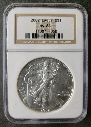 2002 $1 American Silver Eagle Dollar NGC MS68