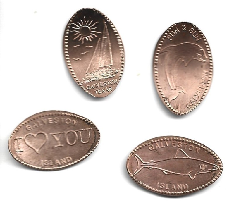 4 Copper elongated pennies (cents) MURDOCH'S BATH HOUSE Galveston TX m#3