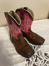 Durango DWBT093 Kids Western Boots Tan Pink Size 1 M Casual Farm Fair Boots Used