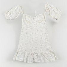 NWT ASOS Women's Mini Dress Size 6 White Eyelet Puff Sleeve