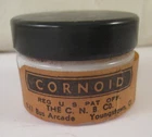 Vtg CORNOID CNB CO CORN CALLOUS CREAM YOUNGSTOWN OH MILK GLASS SMALL LIDDED JAR